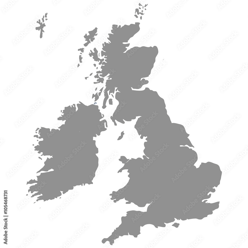 Naklejka Mapa Wielkiej Brytanii w kolorze szarym na białym tle