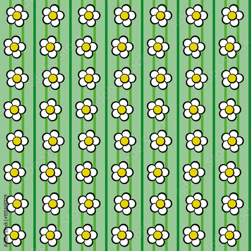 Floral pattern with daisies on dark and light green background