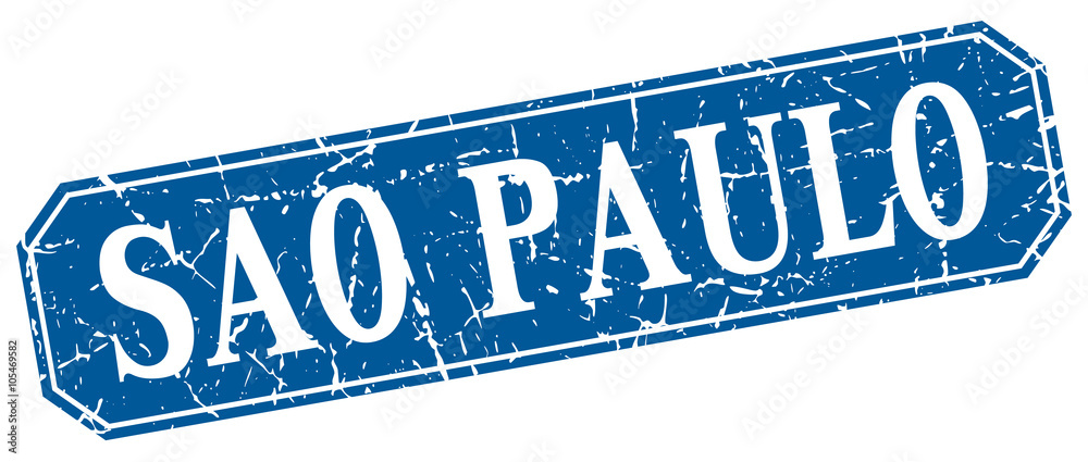 Sao Paulo blue square grunge retro style sign Sao Paulo blue square grunge retro style sign