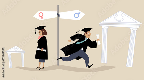 Career opportunities and gender discrimination, EPS 8 vector illustration, no transparencies