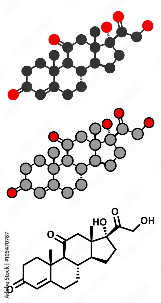 Cortisone stress hormone molecule. 