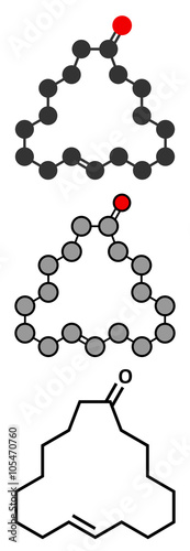 Civetone civet cat pheromone molecule. Used in perfume. 