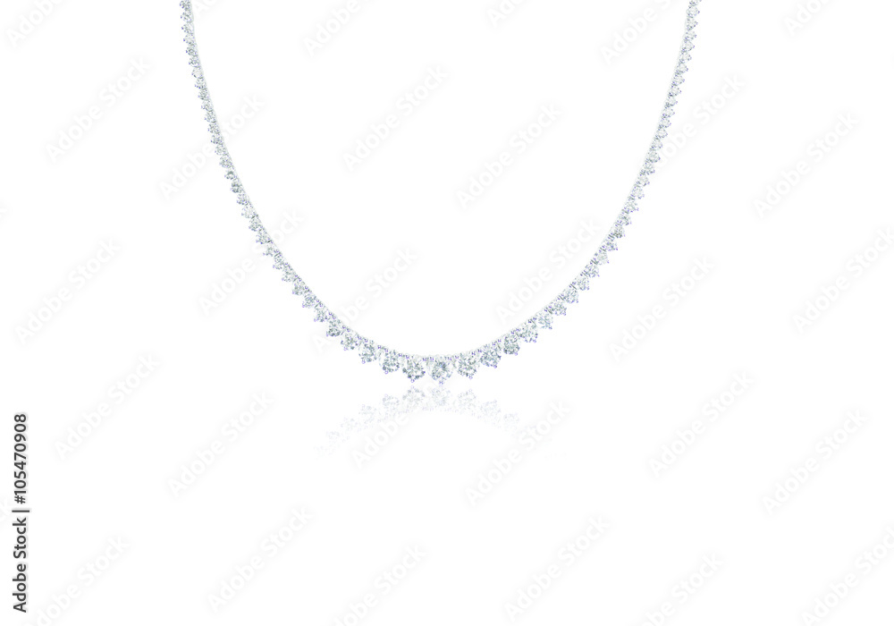 Beautiful Diamond Necklace isolated on white