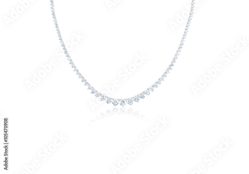 Beautiful Diamond Necklace isolated on white