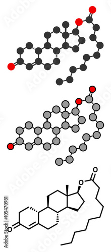 Nandrolone decanoate anabolic steroid drug molecule. 