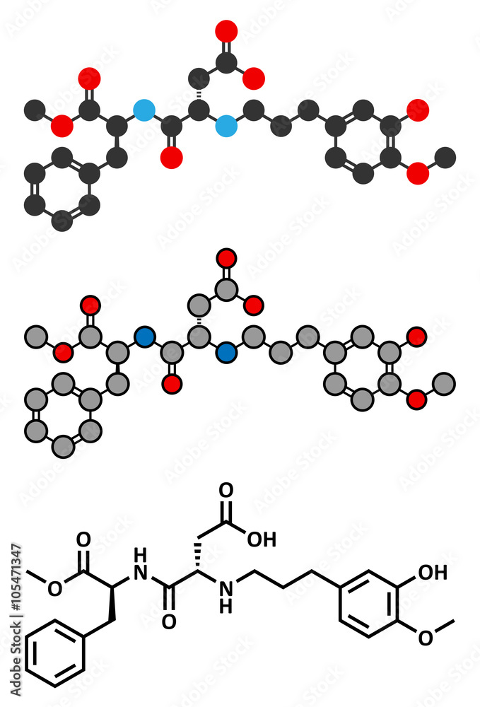 Advantame (E969) sugar substitute molecule.
