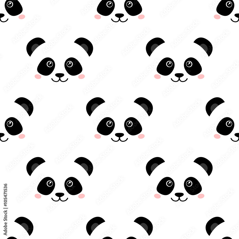 Obraz premium Śliczna twarz pandy. Bezszwowa tapeta