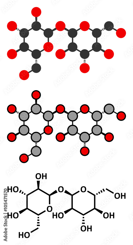 Trehalose (mycose, tremalose) sugar molecule. Trehalose (mycose, tremalose) sugar molecule.