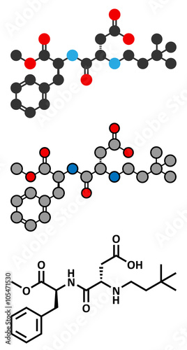 Neotame (E961) sugar substitute molecule.
