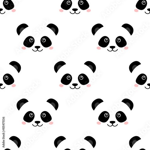 Fototapeta Naklejka Na Ścianę i Meble -  Cute panda face. Seamless wallpaper