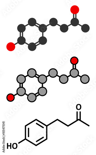 Raspberry ketone molecule. Primary aroma compound of raspberries.