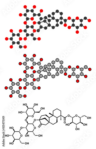 Rebaudioside A molecule. One of the main steviol glycosides found in stevia plants, 