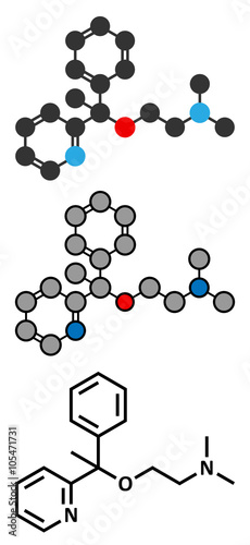 Doxylamine antihistamine drug molecule. 