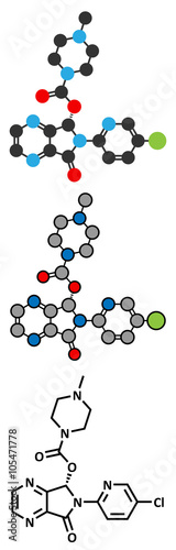 Eszopiclone hypnotic drug molecule (sleeping pill).