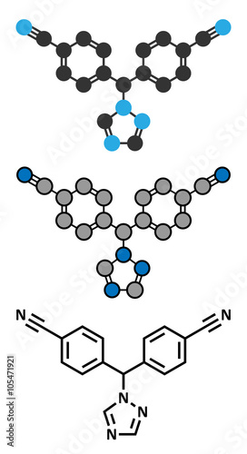 Letrozole breast cancer drug molecule (aromatase inhibitor). photo