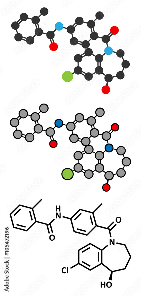Tolvaptan hyponatremia (low blood sodium level) drug molecule.