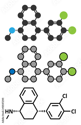 Sertraline antidepressant drug molecule.