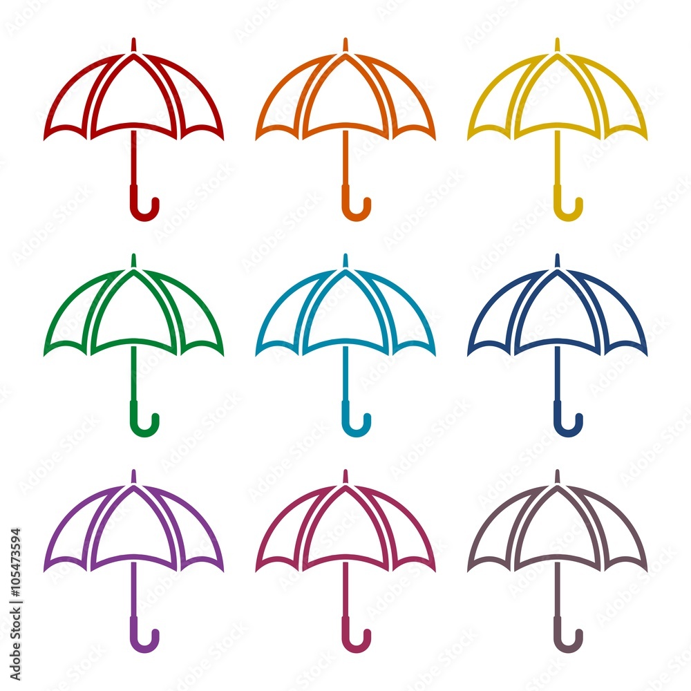 Umbrella icons set