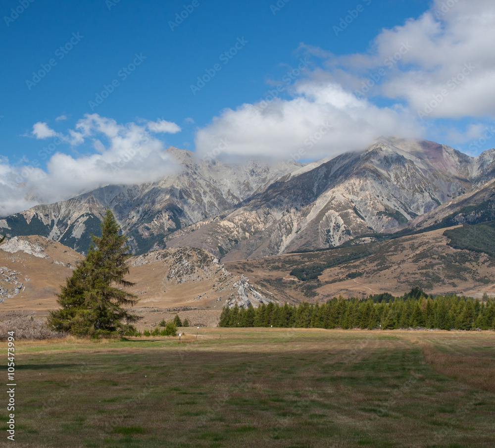 A view of the mountain landscape, New Zealand A view of the mountain landscape, New Zealand