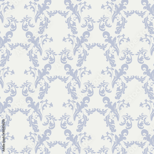 Classic style floral ornament pattern beige and blue. Vector