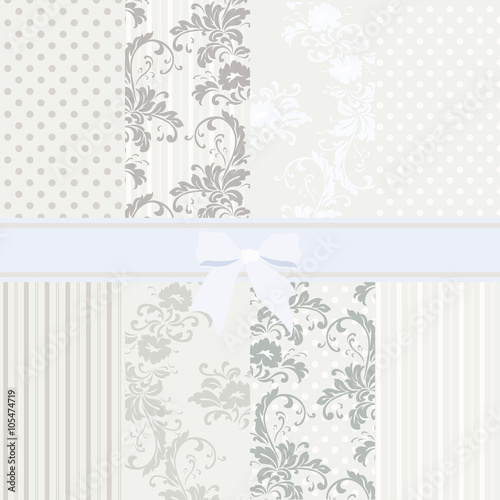 Vintage set of flower patterns in pastel colors. Vector