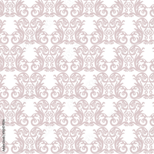 Damask ornament pattern in pale rose. Vector