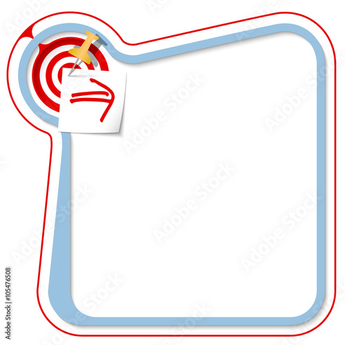 Blue frame for your text with the tack, target and hand written