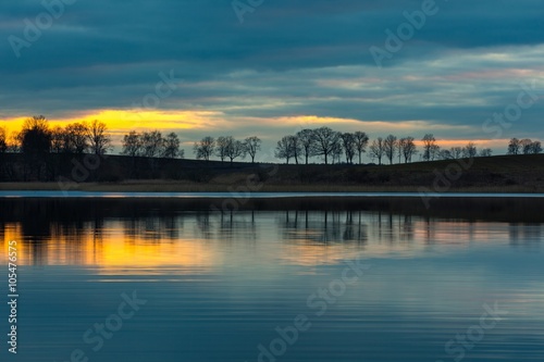 Close up of opposite shore of lake after sunset © milosz_g