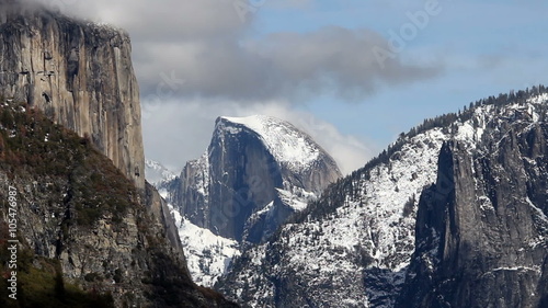 Sped Up Distant Shot Of Halfdome With Snow Yosemite California
 photo