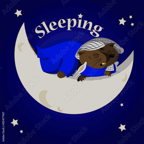 ilustración de rotoncito canzado durmiendo en la luna 