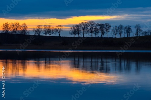 Close up of opposite shore of lake after sunset © milosz_g