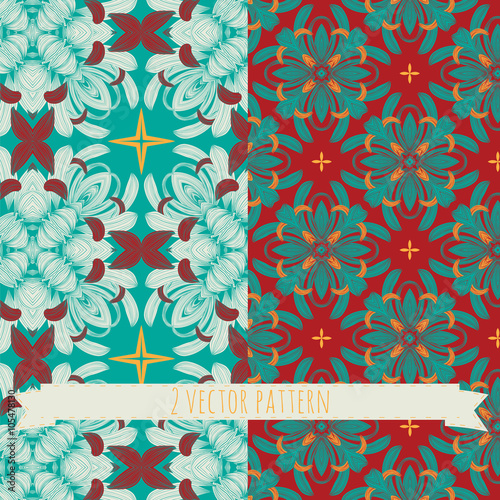 Fototapeta Naklejka Na Ścianę i Meble -  Vector set of 2 seamless mosaic patterns