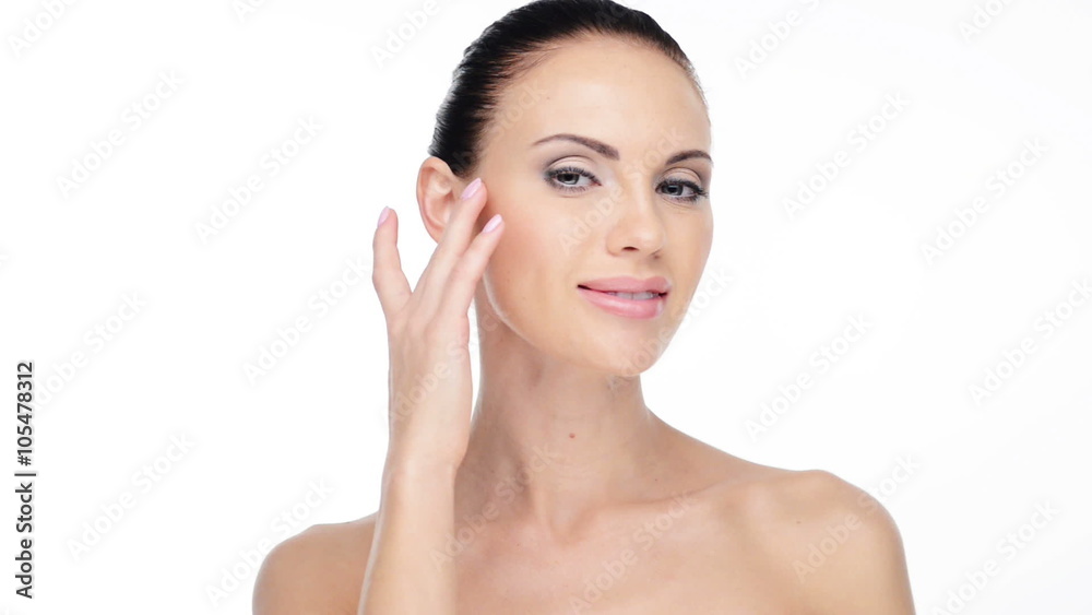 Beautiful face of young adult smiling woman with health clean skin. Skin care concept. Beautiful face of young adult smiling woman with health clean skin. Skin care concept.