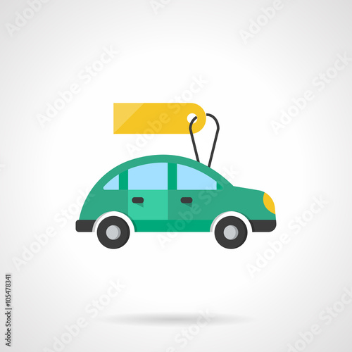 Automobile for sale flat color design vector icon