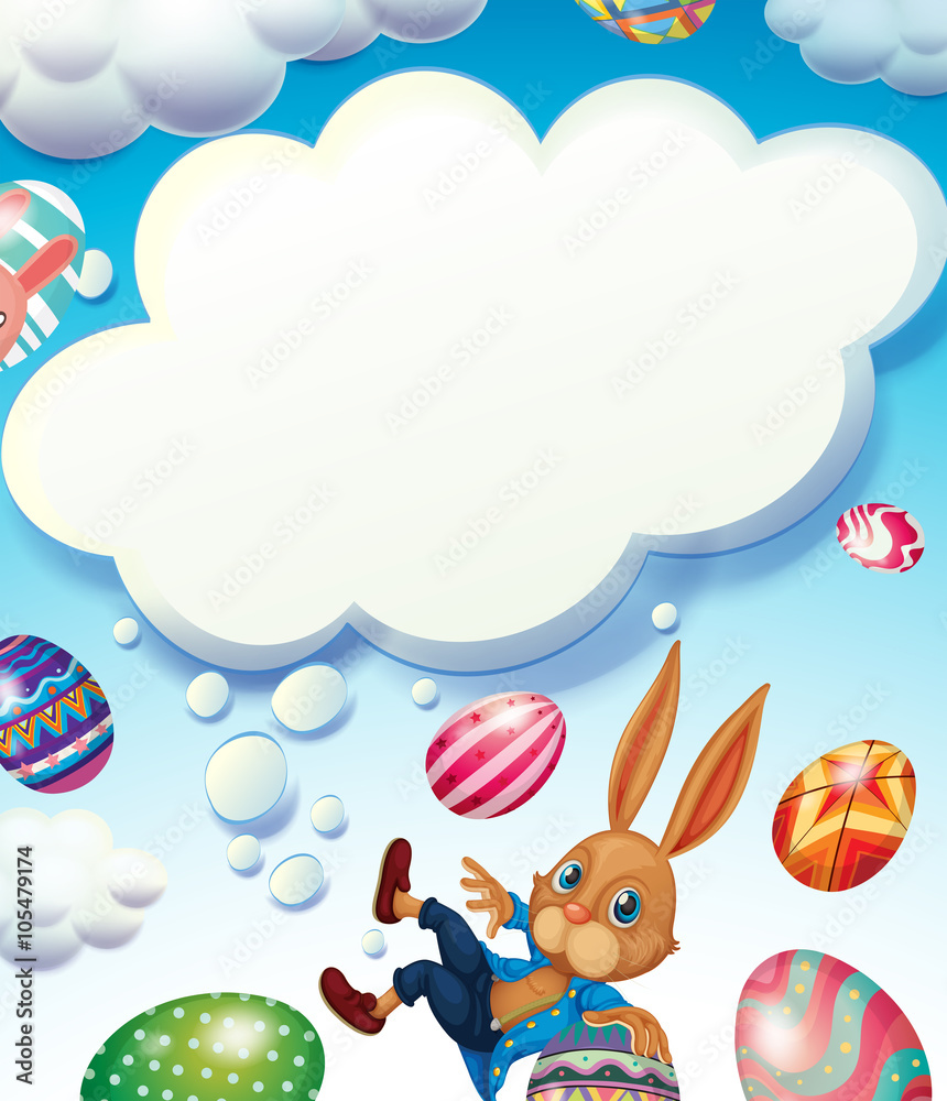 Happy Easter theme with bunny in the sky