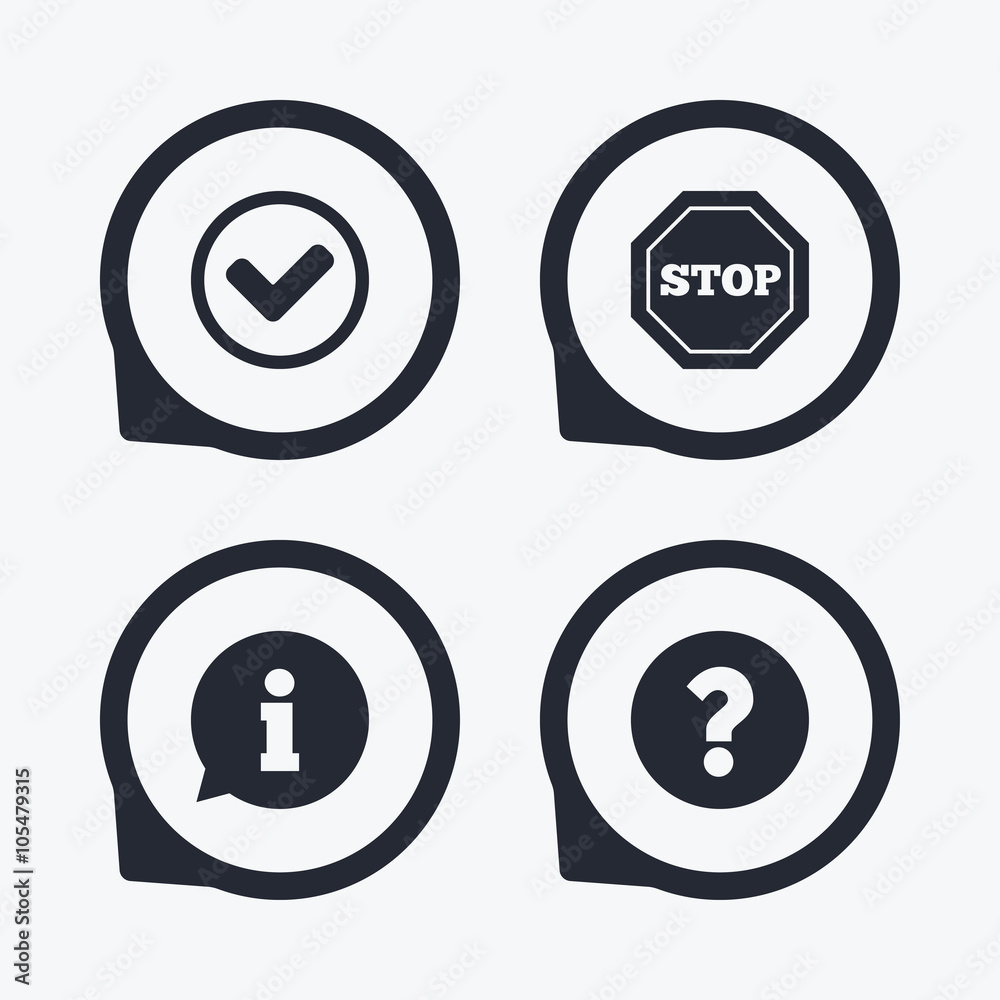 Information icons. Stop prohibition symbol. Information icons. Stop prohibition symbol.