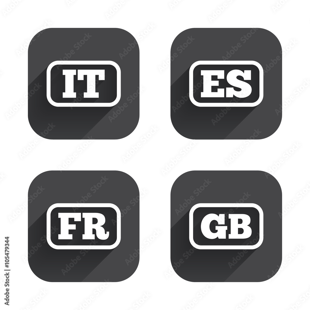 Language icons. IT, ES, FR and GB translation. Language icons. IT, ES, FR and GB translation.