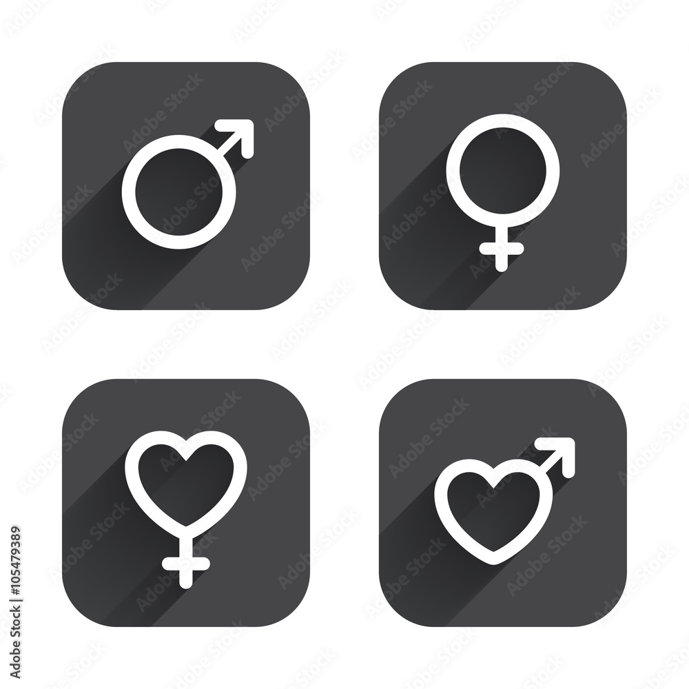 Male and female sex icons. Man Woman signs. Male and female sex icons. Man Woman signs.