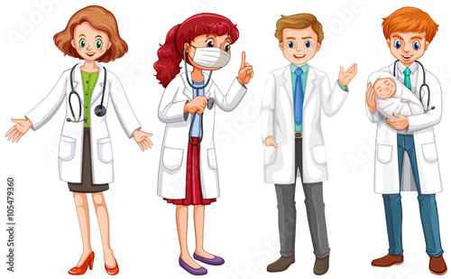 Male and female doctors in uniform
