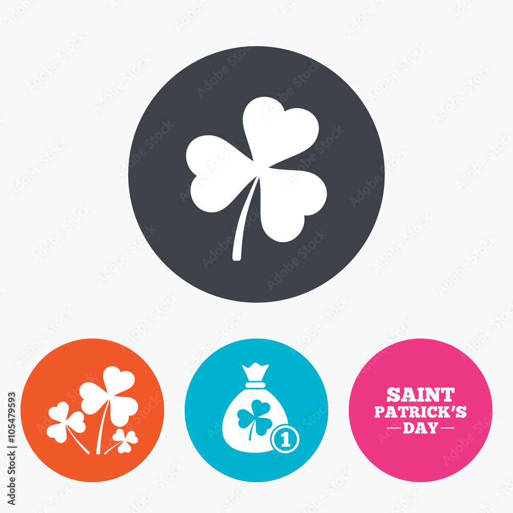 Saint Patrick day icons. Money bag with coin. Saint Patrick day icons. Money bag with coin.