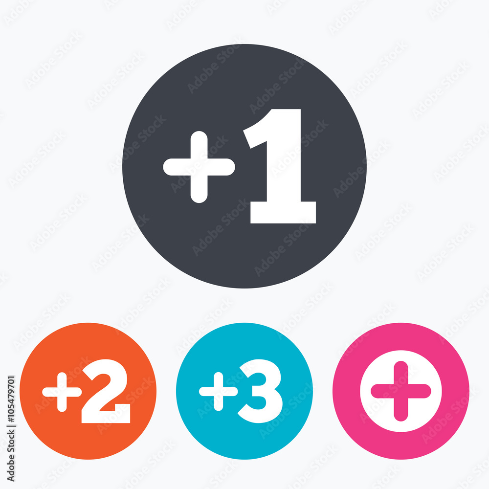 Plus icons. Positive symbol. Add one more sign. Plus icons. Positive symbol. Add one more sign.