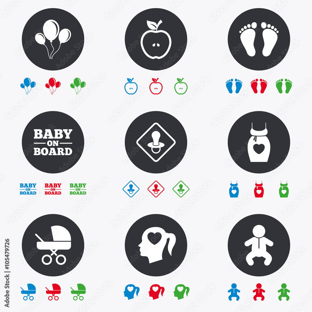 Pregnancy, maternity and baby care icons.