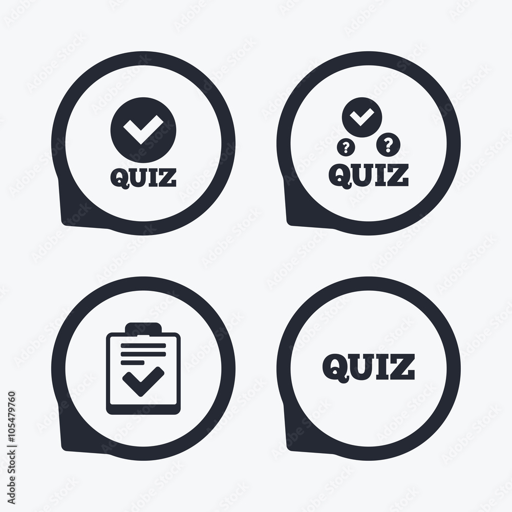 Quiz icons. Checklist with check mark symbol.