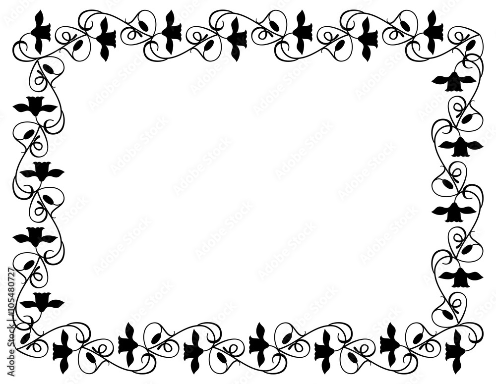 Silhouette frame with flowers