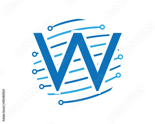 W tech global letter logo
