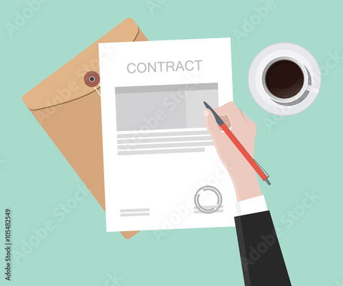 sign contract on paper document