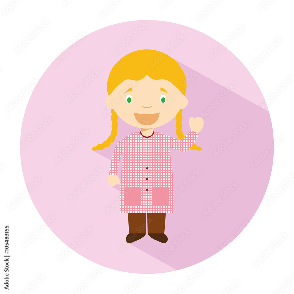 Icon of a pupil girl in flat style. Vector illustration. School Icon of a pupil girl in flat style. Vector illustration. School