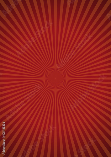 Orange rays on red retro background. Vector sun sunburst pattern. Retro background design