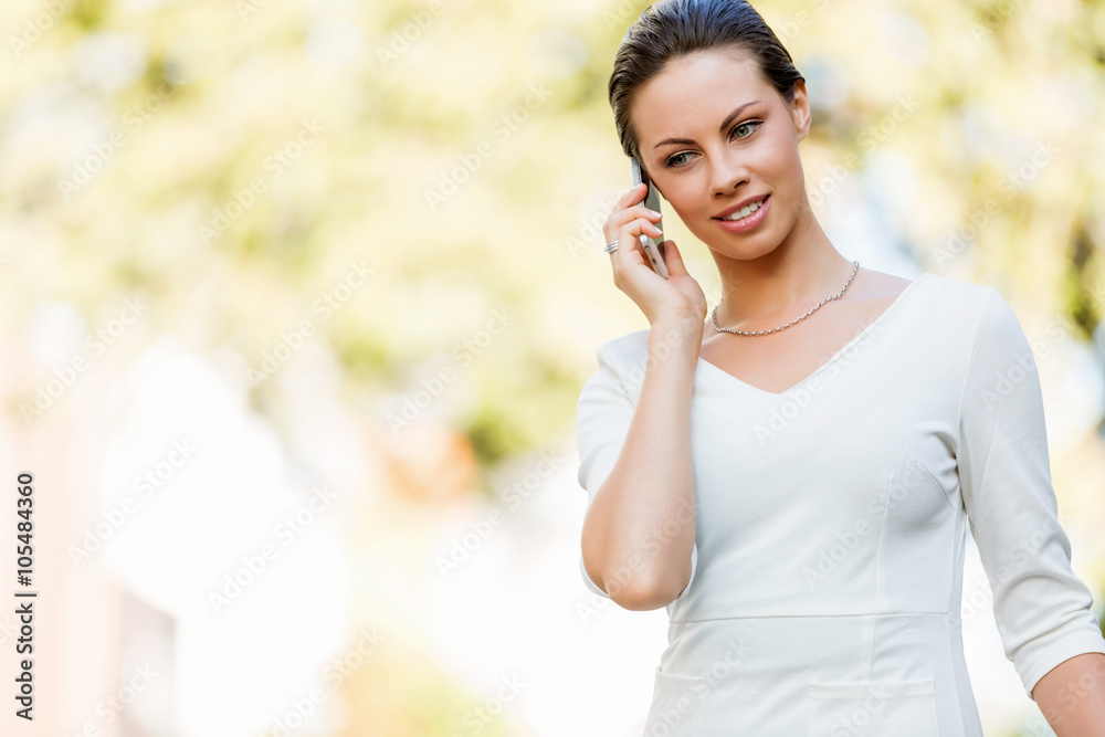 Portrait of business woman smiling outdoor