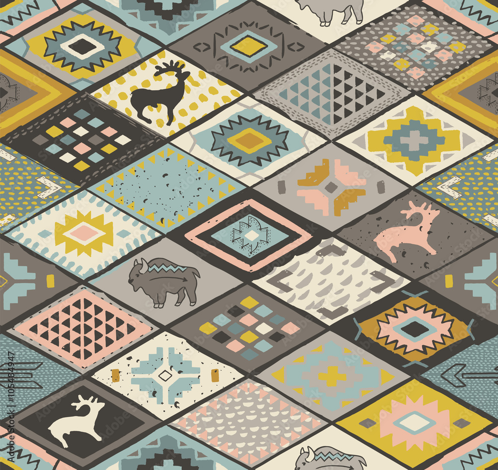 Seamless navajo pattern with rhombus. Pencil Drawing Seamless navajo pattern with rhombus. Pencil Drawing